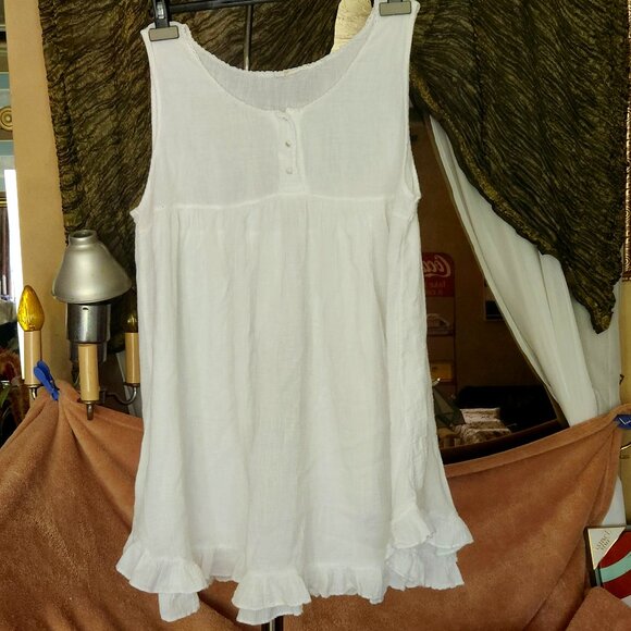 K22  Lacey sheer white dress, nightie / maternity no tags probably cotton large - Picture 1 of 7